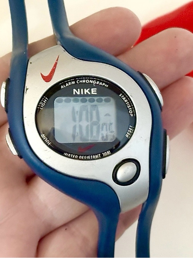 Rare Vintage Nike Chronograph Digital Alpha Project Navy Blue Sports Watch Works